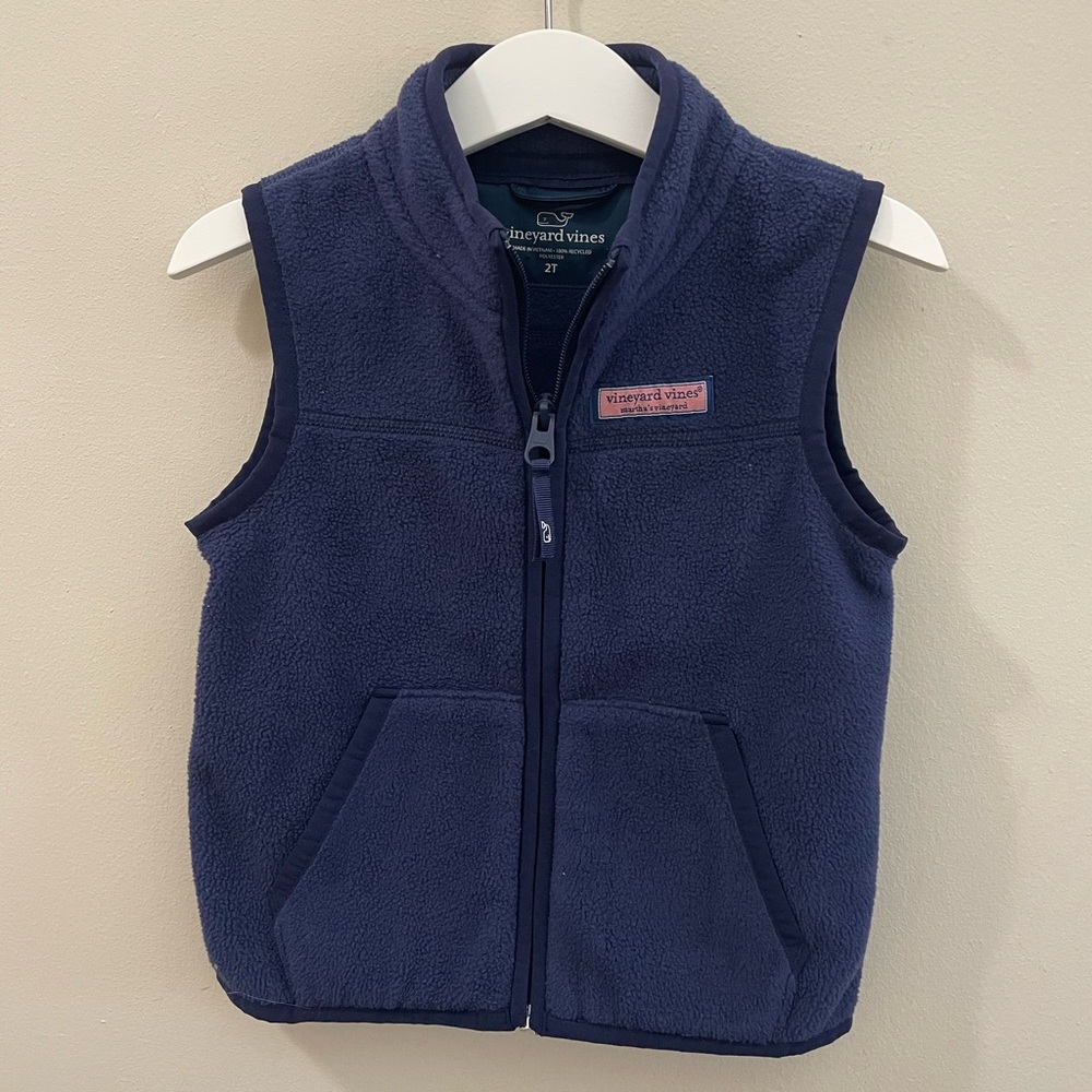 Vineyard Vines Fleece Logo Preppy Vest Navy